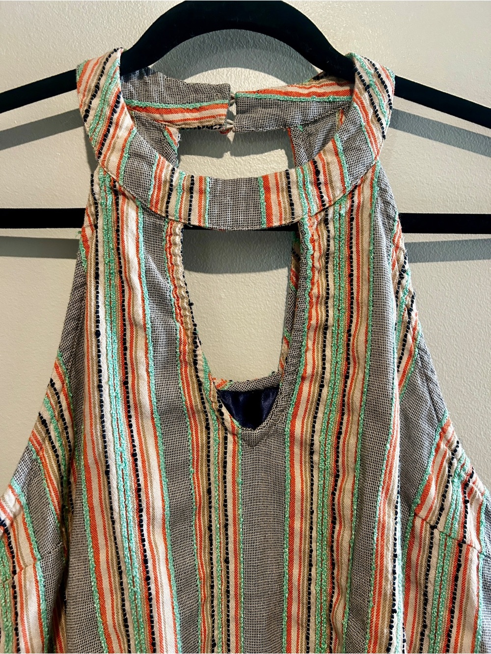 Boho Striped Halter Tank with Cutest Keyhole Details